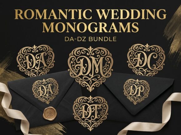Download 26 Romantic Wedding Monogram DA-DZ - Wedding monogram Collection