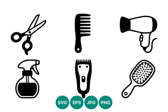 Download Hair Salon Tools Icon Set Black White - Black Collection