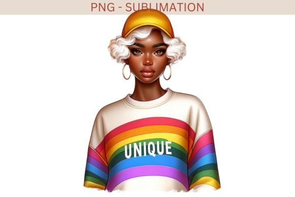 Download Unique Afro Girl, Rainbow Sticker, Black - Black Collection