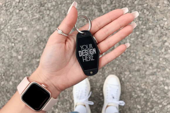 Download Black Hotel Keychain Mockup - Black Collection