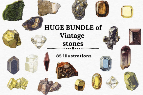 Download Vintage Stones Clipart, Crystals Bundle - Vintage Collection