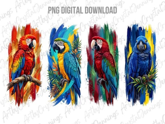 Download Colorful Tropical Parrot Brushstroke PNG - Brush Collection