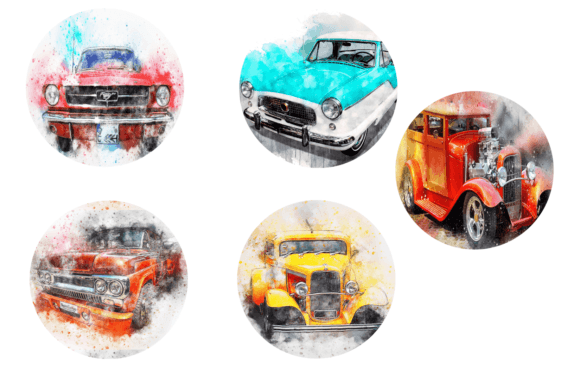 Download Vintage Car Coasters Round Bundle - Vintage Collection