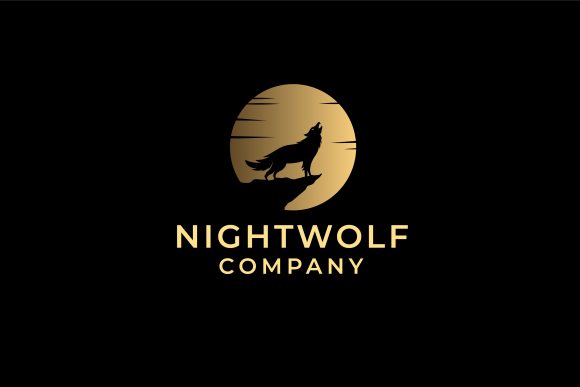 Download Howling Wolf with Golden Moon Logo - Golden Collection