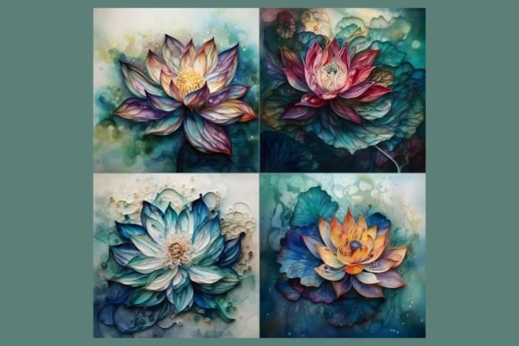 Download Lotus Blossom Watercolor Illustrations - Illustrations Collection