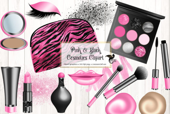 Download Pink and Black Cosmetics Clipart - Black Collection