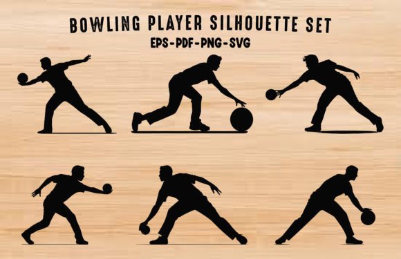 Download Male Bowler Silhouette Black Clipart Set - Black Collection
