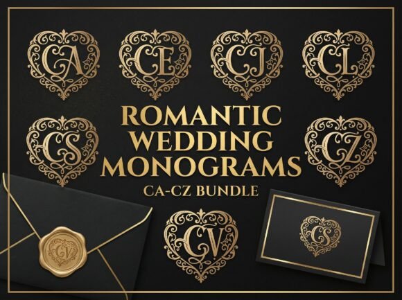 Download 26 Romantic Wedding Monogram CA-CZ - Wedding monogram Collection