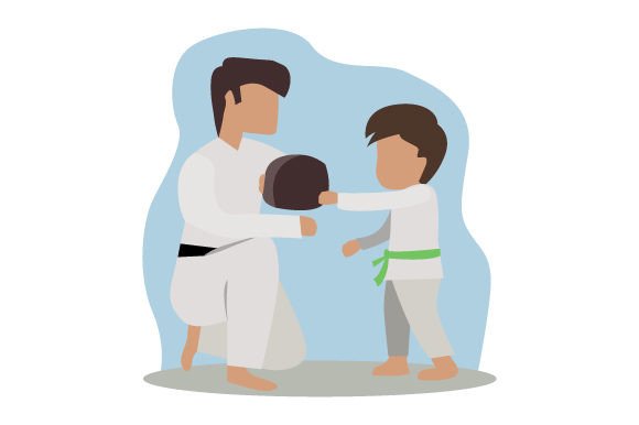 Download Young Boy Practicing Punches with Black Belt Instructor - Black Collection