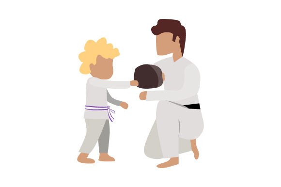 Download Young Boy Practicing Punches with Black Belt Instructor - Black Collection