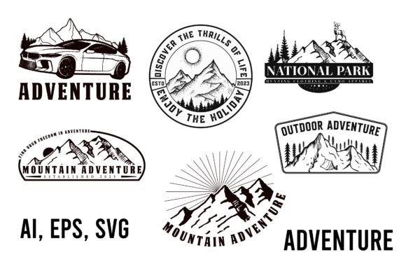 Download Adventure Vintage Badge Logo Design Set - Vintage Collection